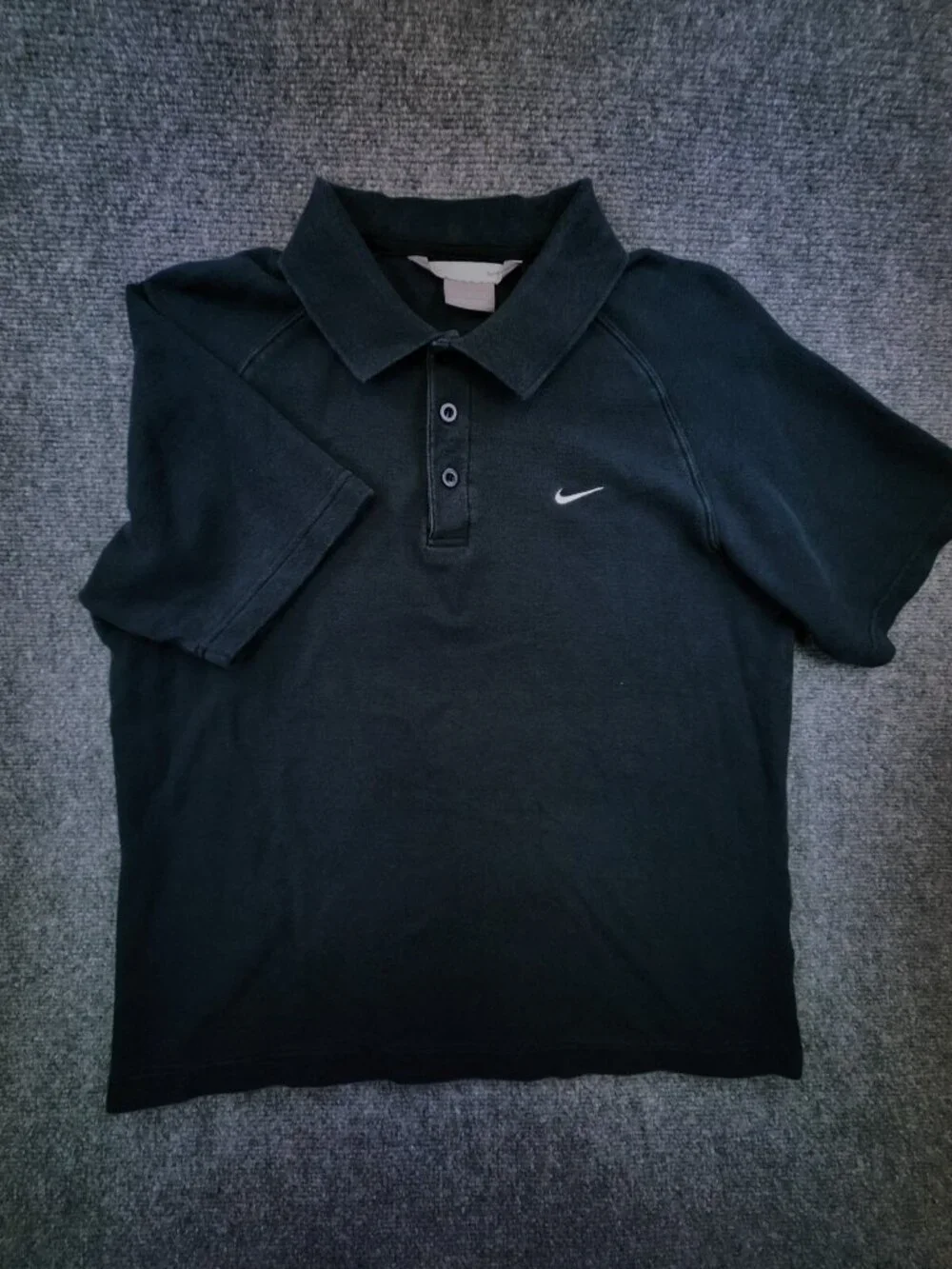 Nike Mens Medium Short Polo Shirt Solid Black Short Sleeve 100% Cotton W/ Swoosh